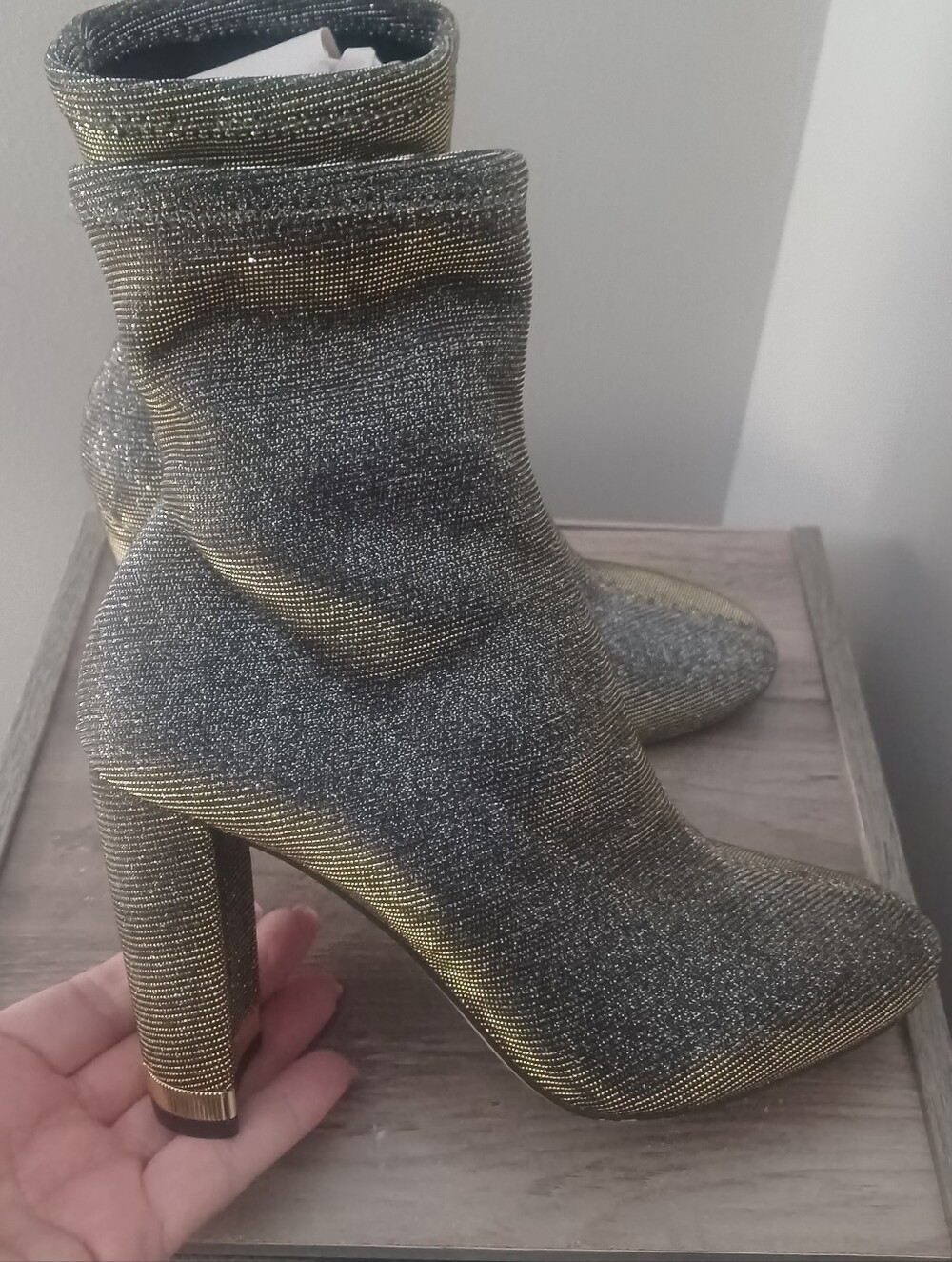 Michael Kors Mettalic Mesh Heeled Boots Sz 7